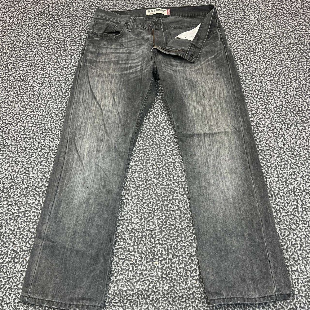 Levi's 514 Jeans Men 34x30‎ Gray Straight Leg Denim Pants Faded Pocket Outdoor